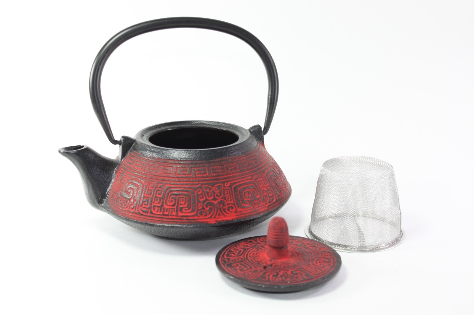 24 fl oz Red Archaize Japanese Cast Iron Teapot Tetsubin Infuser Tea