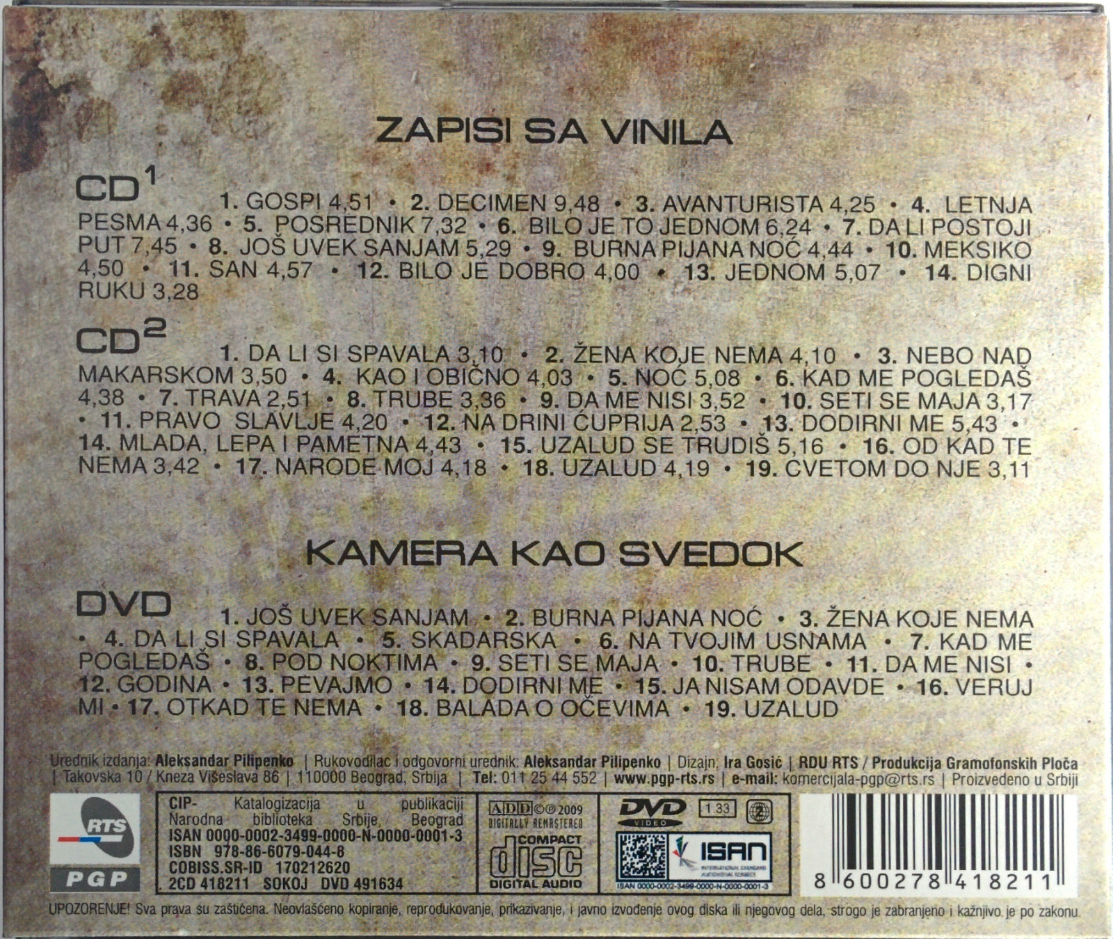 2CD+DVD GALIJA OZENISE ME MUZIKOM ZAPISI SA VINILA KAMERA KAO SVEDOK rock balkan
