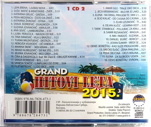 2CD GRAND HITOVI LETA 2015. lepa brena sasa matic filip mitrovic elena amar gile