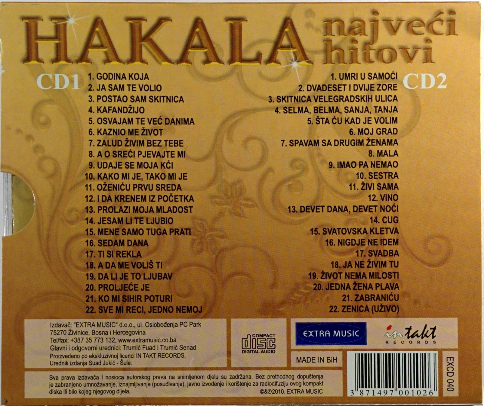 2CD HAKALA NAJVECI HITOVI 2010 folk balkan music narodna srbija bosna hrvatska