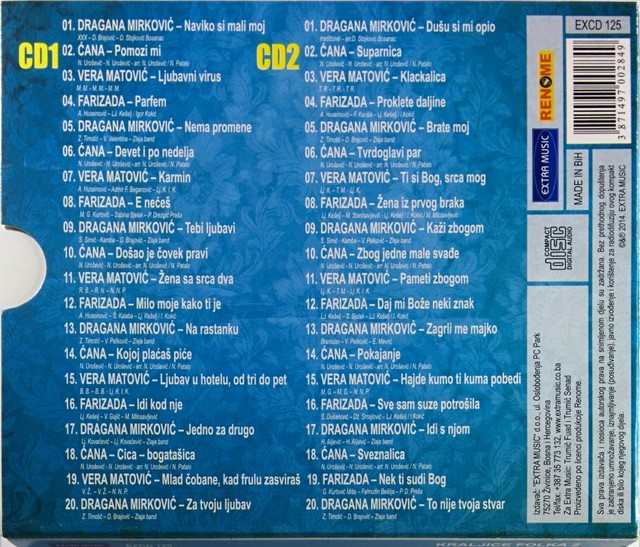 2CD KRALJICE FOLKA2 DRAGANA MIRKOVIC CANA VERA MATOVIC FARIZADA 