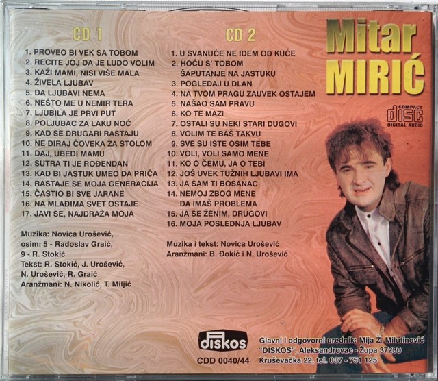 2CD MITAR MIRIC - NE DIRAJ COVEKA ZA STOLOM miric folk narodna muzika balkan 