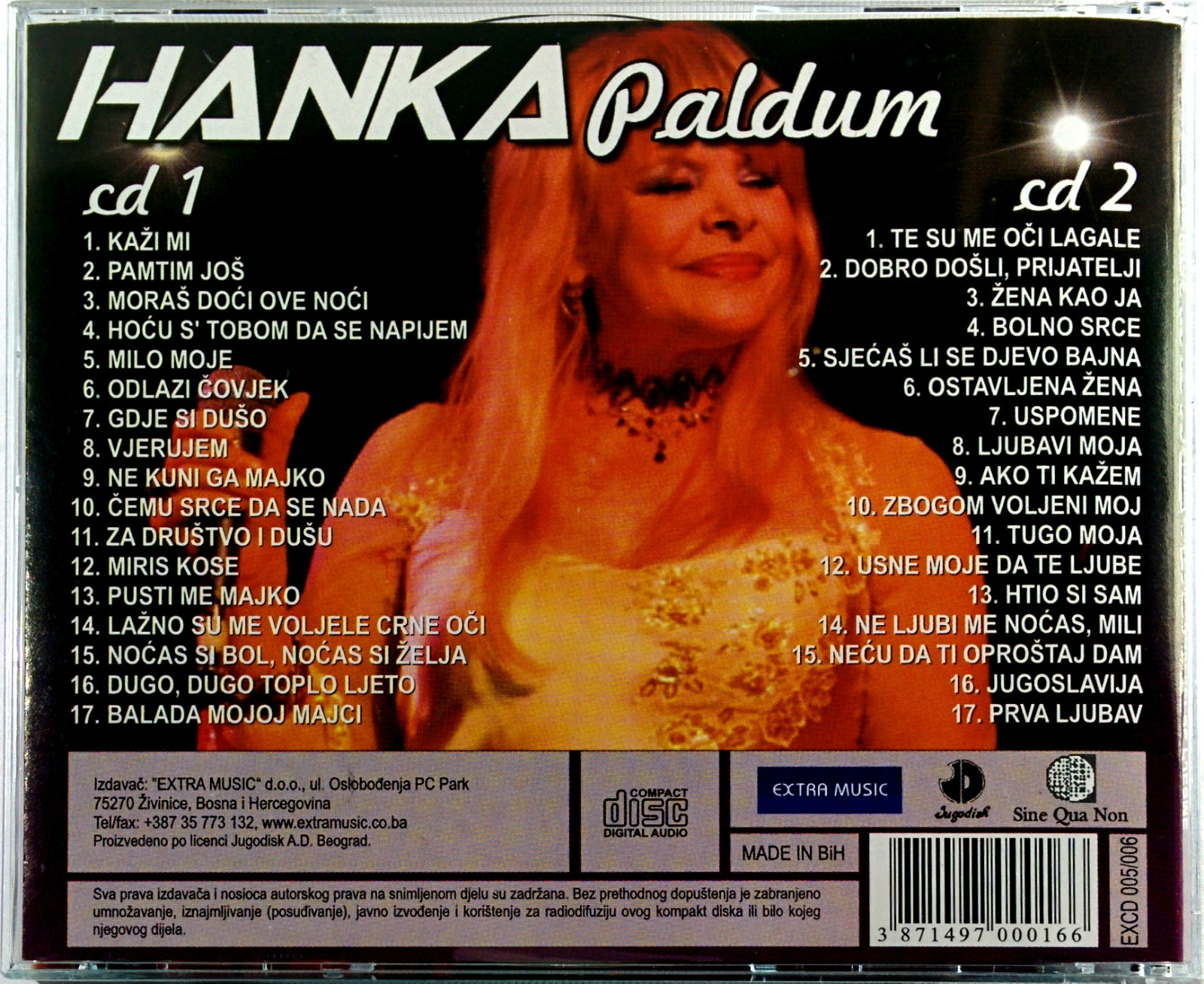 2CD NAJLJEPSE PJESME HANKA PALDUM srbija hrvatska bosna narodna