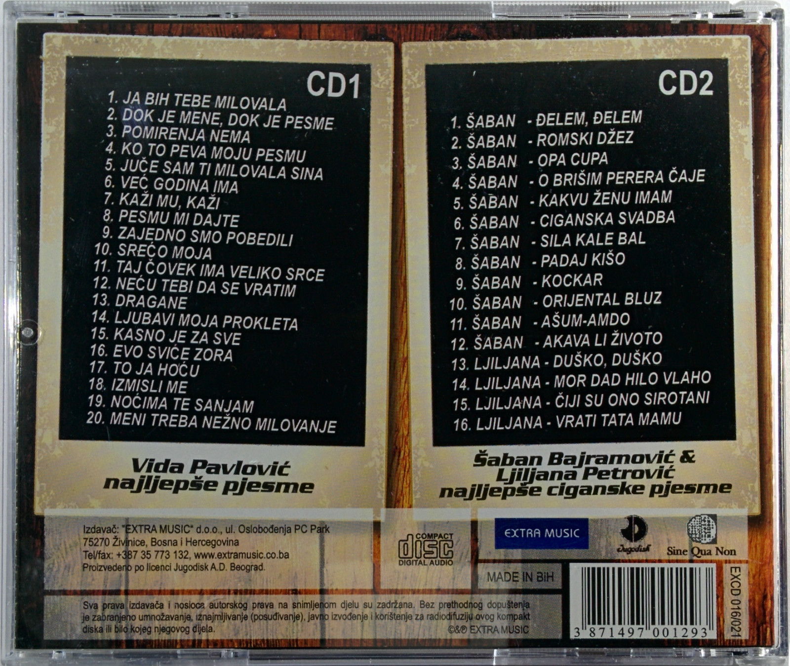 2CD NAJLJEPSE PJESME VIDA PAVLOVIC SABAN BAJRAMOVIC srbija hrvatska bosna narodn