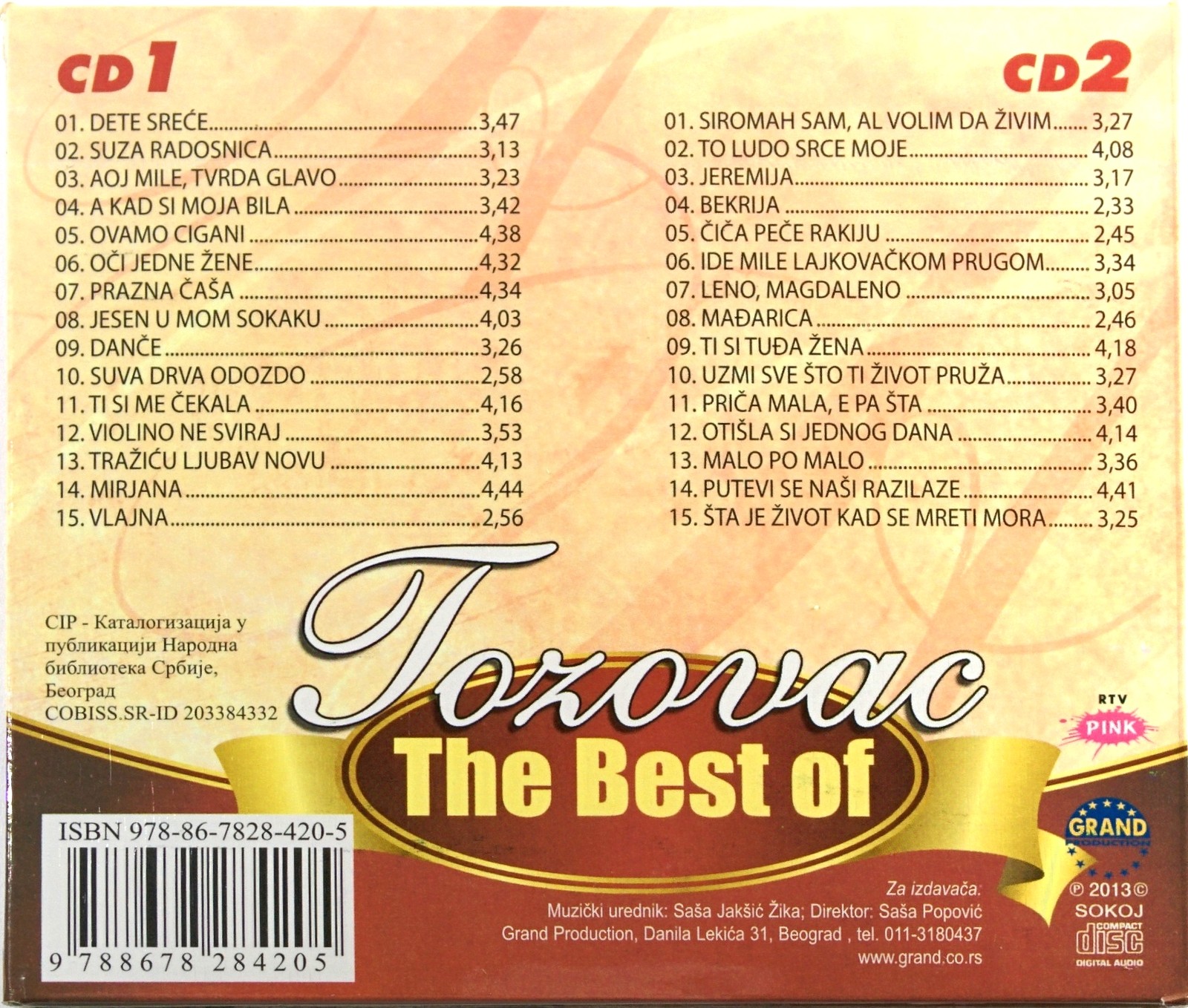 2CD PREDRAG ZIVKOVIC TOZOVAC THE BEST OF grand 2013 narodna muzika srbija bosna