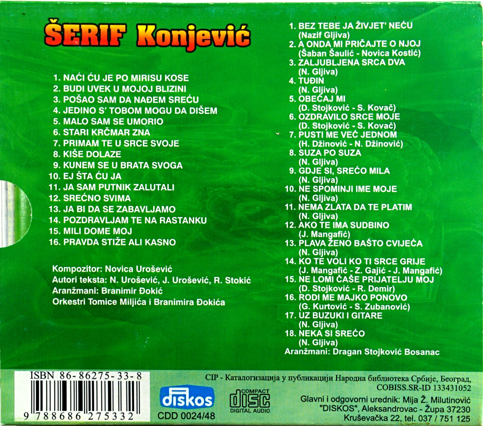 2CD SERIF KONJEVIC MILI DOME MOJ<BR> compilation DISKOS 