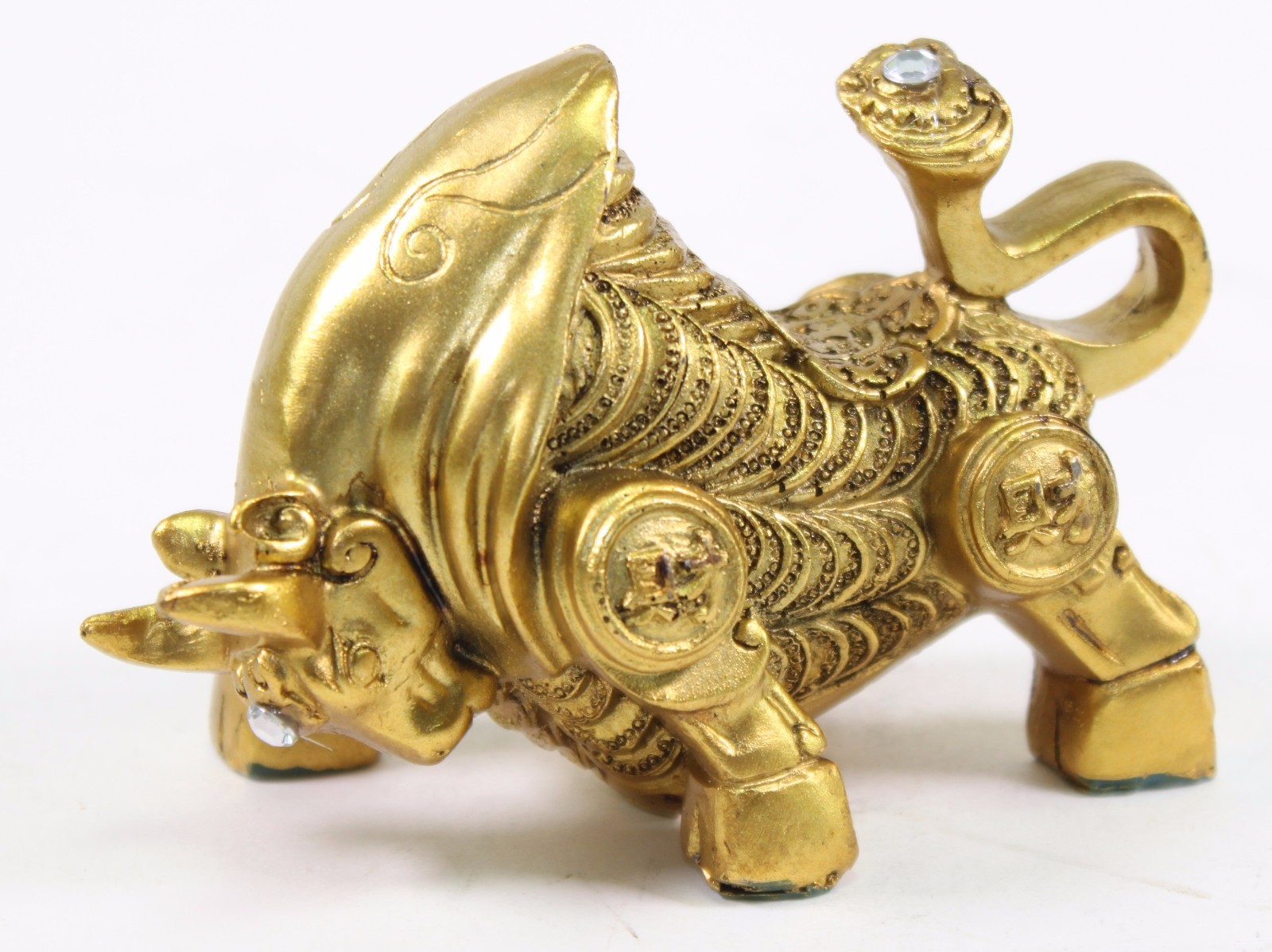 Feng Shui 4" Gold Money Bull Ox Wealth Statue Figure Chinese Zodiac