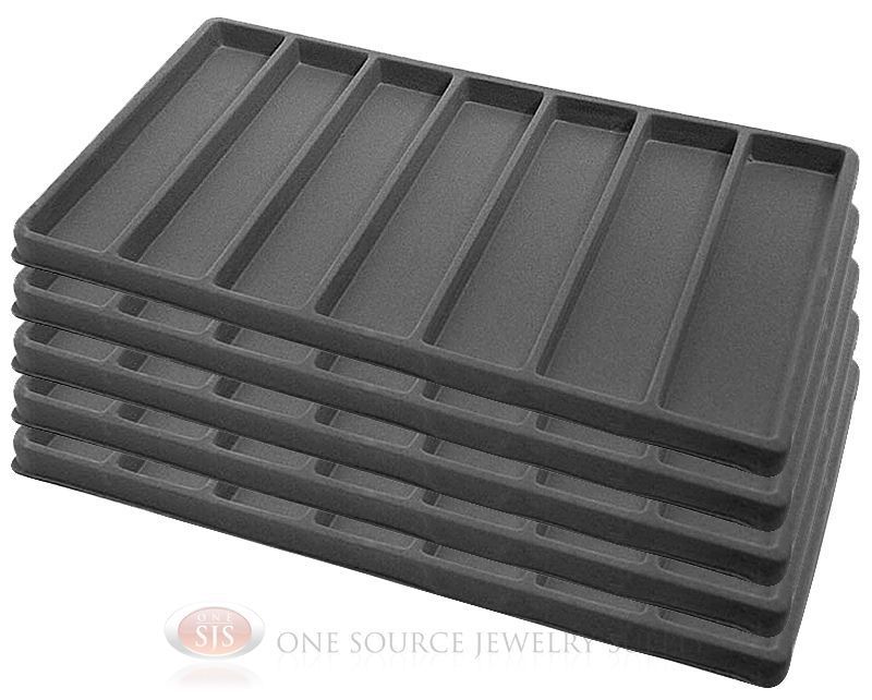 5 Gray Insert Tray Liners W 7 Slot Each Drawer Organizer Jewelry