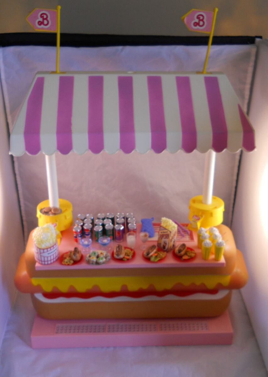Barbie Hot Dog Stand with Fake Food Playset