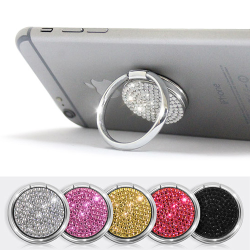 Bling Diamond Crystal Finger Ring Holder 360 Rotating Metal Stand for