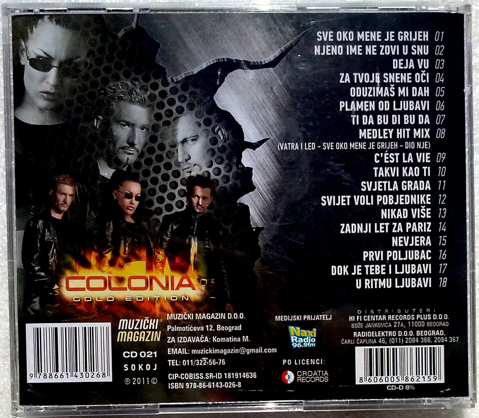 CD COLONIA - GOLD EDITION compilation 2011 Pop Serbian Bosnian, Croatian, Serbia