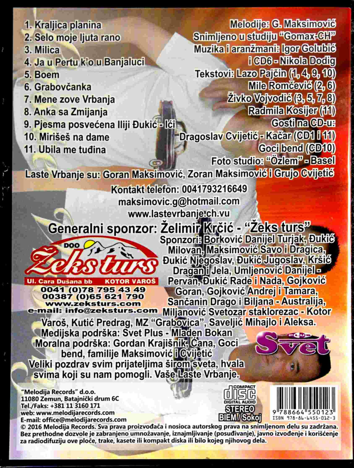 CD LASTE VRBANJE KRALJICA PLANINE album 2016 melodija records narodna boem milic
