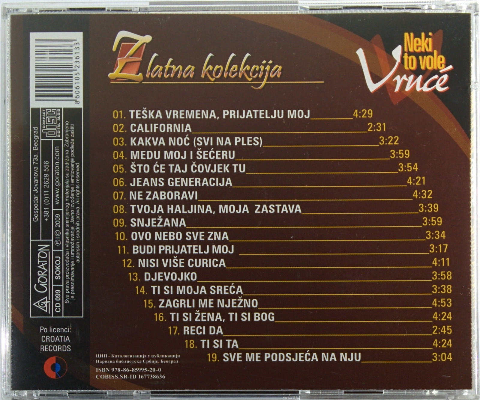 CD NEKI TO VOLE VRUCE ZLATNA KOLEKCIJA 2009 REMASTERED teska vremena kakva noc 