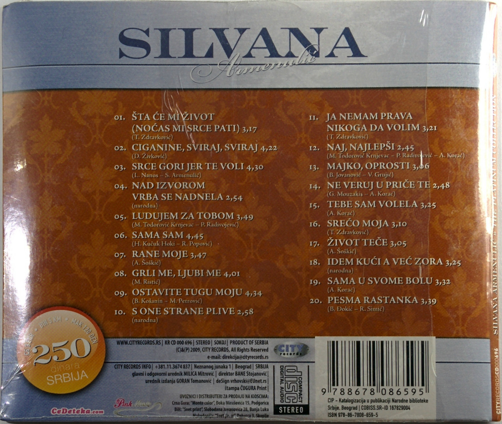 CD SILVANA ARMENULIC PLATINUM COLLECTION 2009 folk narodna bosna srbija hrvatska