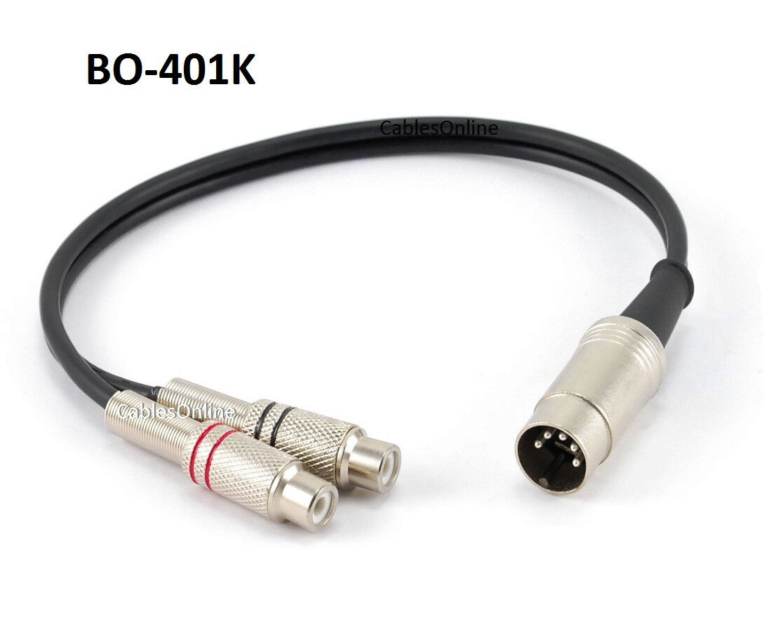 CablesOnline 1ft Bang Olufsen 5 Pin DIN Male to 2 RCA Female Audio Cable