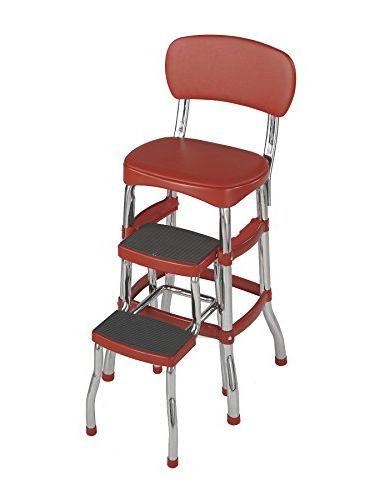 Retro Step Stool Counter Chair Red Mid Century Modern Kitchen Seat Chrome Vinyl Ebay These wooden step stools help children reach the perfect countertop height. details about retro step stool counter chair red mid century modern kitchen seat chrome vinyl