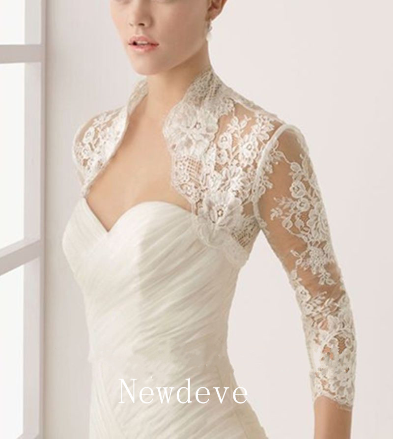  Lace  Top 3 4 Sleeves Bridal  Wedding  Jacket  White Ivory 