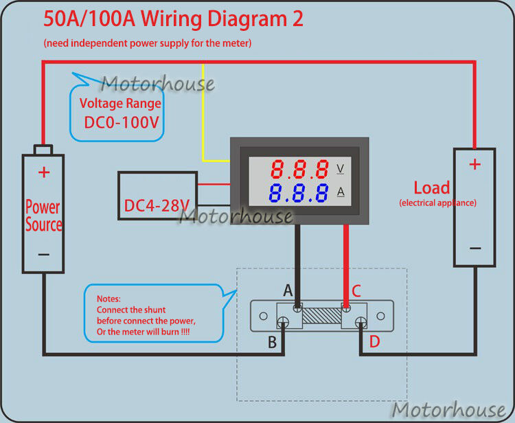 Messgeräte & Detektoren DC 100V/0-50A Ammeter Voltmeter ...