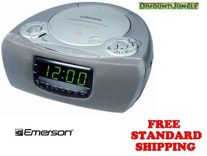 Emerson CKD9905 CKD 9905 Dual Alarm Clock Radio CD Player Silver