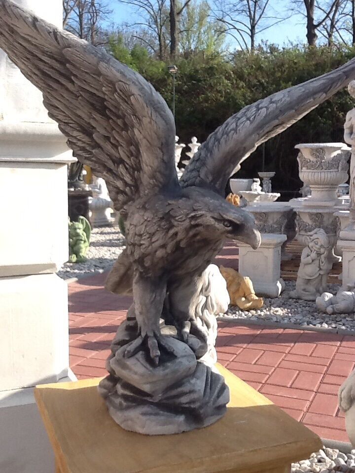 Gartenfigur, Adlerfigur, Steinstatue, H.59 cm Steinguss, Vögel, Adler