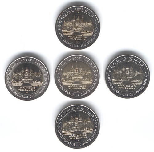 Comm - 2 Euro Germany 2007 Region Pomeranie (Set of 5 m0