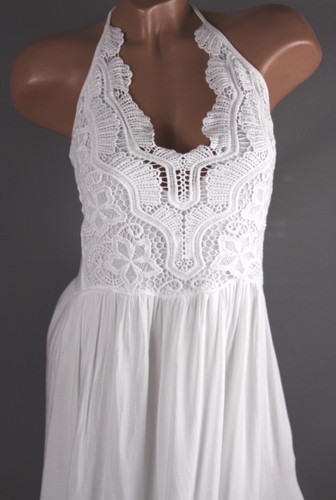 Maxikleid Sommer Strand Kleid Hakel Spitze Schulterfrei Boho 40 42 44 Weiss Italy Ebay