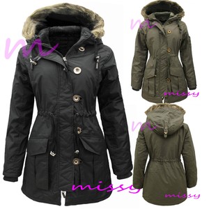 NEW WOMENS Ladies Plus Size Parka MILITARY Quilted HOODED Winter Coat SIZE 18-24