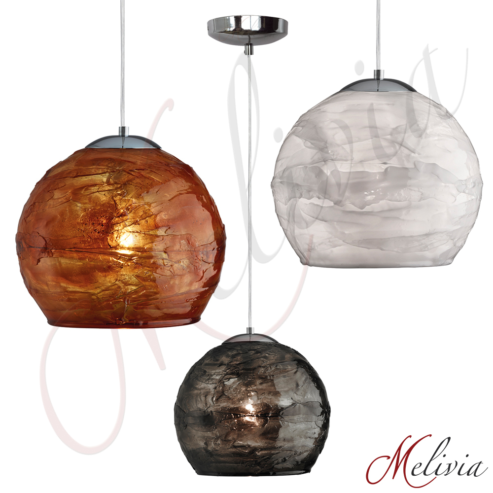 Hängelampe 5x60W Glas Rauchig Grau Chrom Pendelleuchte