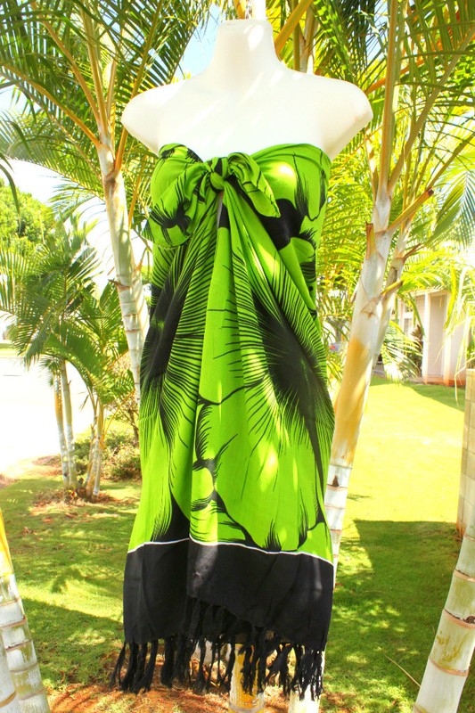 Sarong Hawaii pareo Beach Coverup Wrap Dress LIME GREEN GIANT
