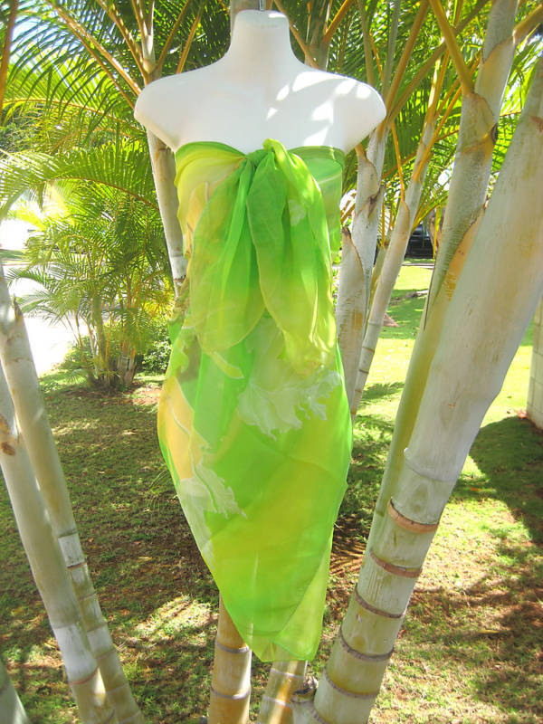   YELLOW FLORAL Hawaii Pareo Beach Cover up Wrap Skirt Dress  