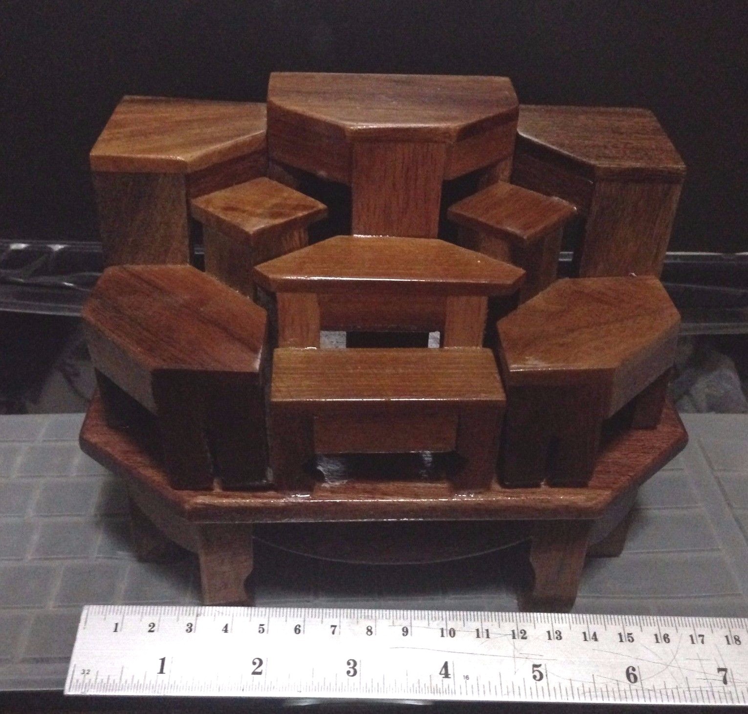 WOOD BUDDHA STATUE STAND TABLE ALTAR EXOTIC LUMBER 9 MINI ...