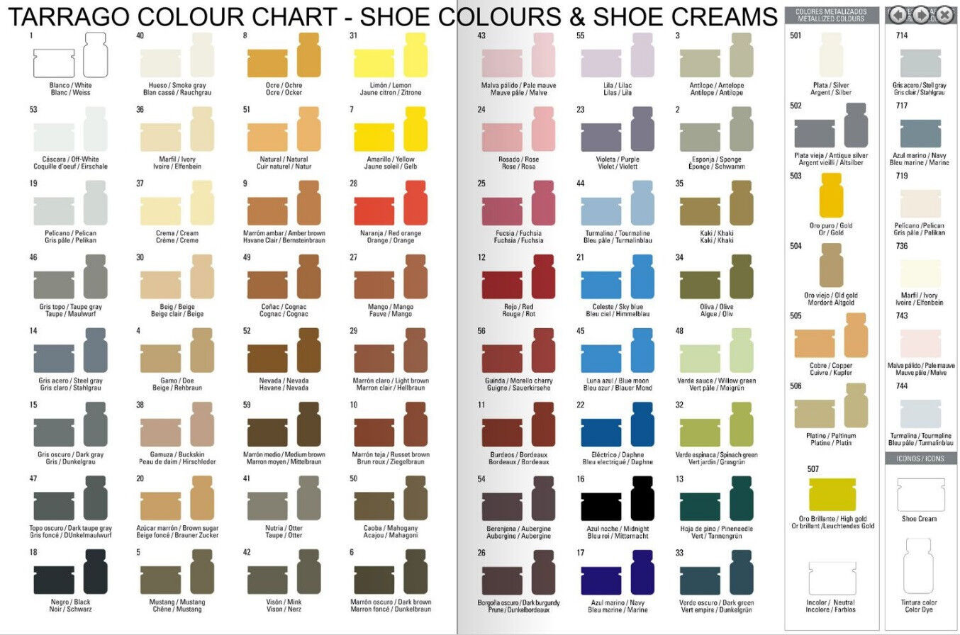 Tarrago Shoe Dye Color Chart