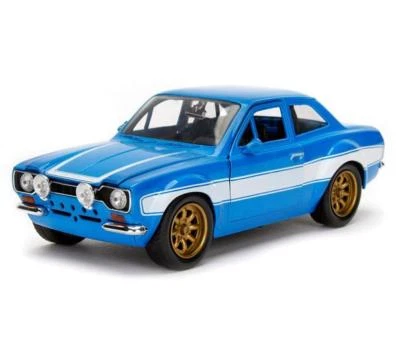 1/24 Jada Fast & Furious Brian's Ford Escort y rayas blancas Diecast Blue 99572 Foto 1 de 3