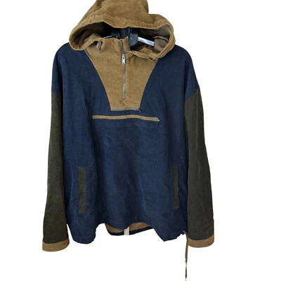 Chaqueta Pullover J CREW Reimaginada De Colección Años 90 Patchwork Pana Anorak Hombres Talla 2XL Foto 1 de 4
