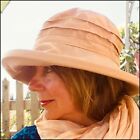 Cotton Sun Hat Wide Brim in Salmon Pink, Adjustable Folding Washable Summer Hat