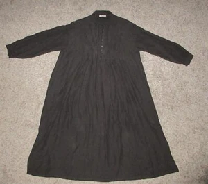 Vestido Camisa Ichi Antiques OS NEGRO 100 % Lino L/S Bolsillos Largos Gran Tamaño Japón - Imagen 1 de 6
