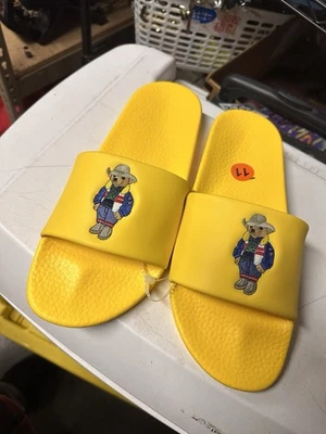 Polo Ralph Lauren Oso Estampado Vaquero Hombre Toboganes Amarillo Hombre Talla 11 Limitado Foto 1 de 4