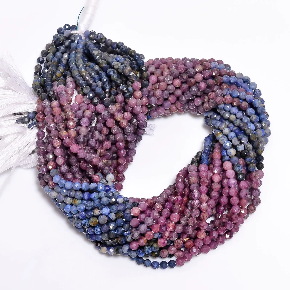 Cuentas facetadas rondelle de piedras preciosas sombreadas de zafiro natural 3 mm hilo 12,5" UGB286 Foto 1 de 2