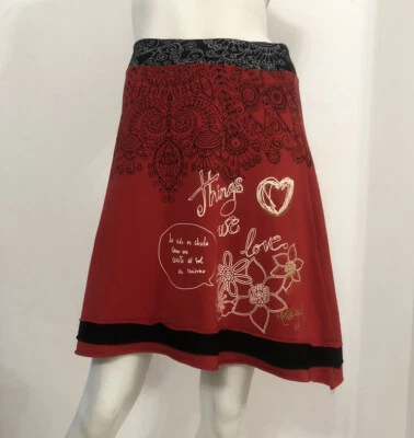 DESIGUAL Gonna rossa fantasia nera Tg M - Immagine 1 di 4