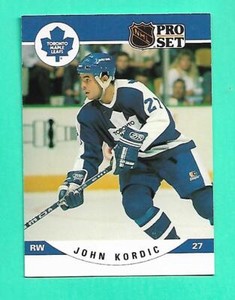 (1) JOHN KORDIC 1990-91 PROSET # 536 MAPLE LEAFS  ROOKIE  CARD (W9774)  