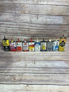 10- Vintage 4 Ounce Oil Cans Shell Sunoco Esso Mobile Gomco - Picture 1 of 11
