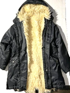 Vtg PAUL SMITH Mens Blue Nylon Fishtail Parka Jkt Coat Faux Long Hair Shearling - Picture 1 of 12
