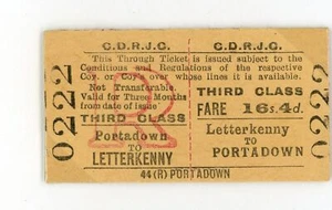Railway Ticket Irish CDRJC 3rd Class Return Portadown - Letterkenny 16s4d - Picture 1 of 1