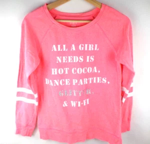 SO Cozy Crewneck Neon Pink Sweatshirt Girls Size 12 - Picture 1 of 11