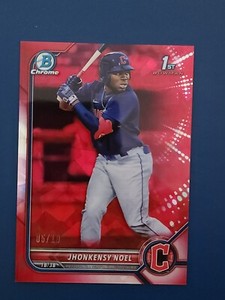 Jhonkensy Noel 2022 Bowman Chrome 1st Sapphire Red /10 - Cleveland Guardians