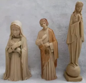 3 VtgPlastic Religious Figurines Nativity Mary Joseph Virgin Mary On Globe 1960s - Picture 1 of 12