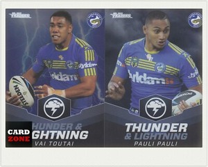 2015 TLA NRL TRADERS TRADING CARD THUNDER&LIGHTNING TL17 PAULI + TL18 TOUTAI