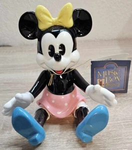 Vtg Schmid Porcelain Minnie Mouse Posable Music Box "It's a Small World" WORKS - Picture 1 of 7