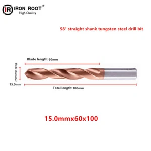 1P 58° 15.0x60x100 CNC Alloy Drill Bit Tungsten Steel Solid Carbide Drill Bits - Picture 1 of 10