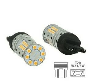 T20 LED W21/5W 12V 7443 GIALLO GIALLO CANBAS 25W FRECCE DOPPIA LUCE 32 SMD 3030 - Foto 1 di 1